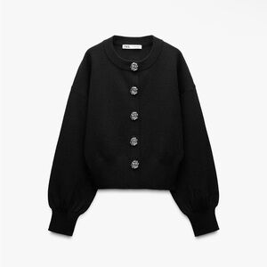 Zara LARGE BUTTON KNIT CARDIGAN